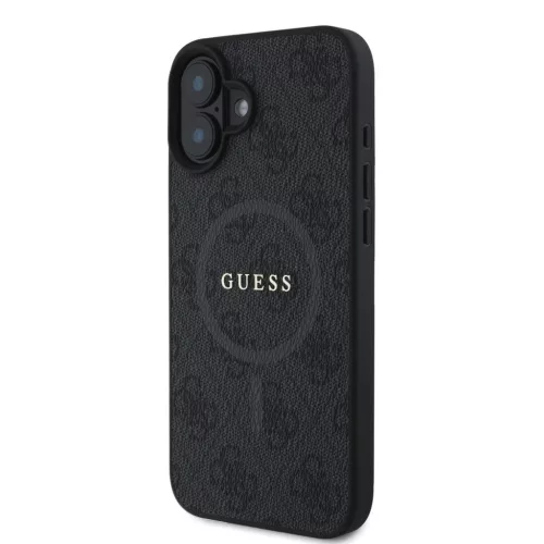 Guess PU Bőr 4G Színes Gyűrű MagSafe tok iPhone 16 Pro- fekete