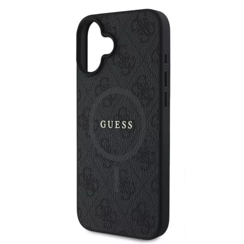 Guess PU Bőr 4G Színes Gyűrű MagSafe tok iPhone 16 Pro- fekete