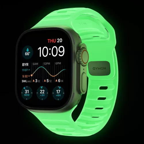 Nomad Sport Szilikon szíj,  M/L, Glow 2.0 -  42/44/45/49mm - fluoreszkáló