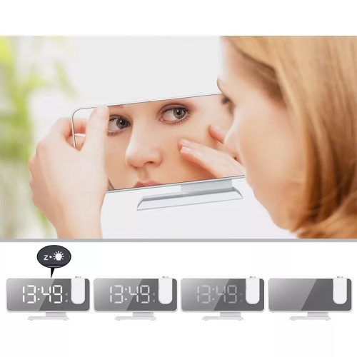 Ébresztőóra, LED kijelző, Óra kivetítő funkcióval, Dupla ébresztő funkcióval, Wooze Night Watch, fekete