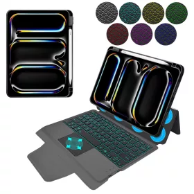   Techsuit - KeyTab Pro (RGB vezeték nélküli billentyűzettel/Stylus tolltartóval) - iPad Pro 11 (2024) - fekete