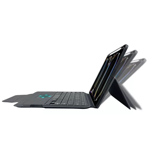 Techsuit - KeyTab Pro (RGB vezeték nélküli billentyűzettel/Stylus tolltartóval) - iPad Pro 11 (2024) - fekete