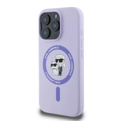 Karl Lagerfeld Liquid Silicone Karl and Choupette MagSafe tok iPhone 16 Pro Max - lila