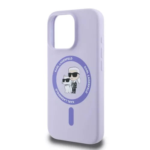 Karl Lagerfeld Liquid Silicone Karl and Choupette MagSafe tok iPhone 16 Pro Max - lila