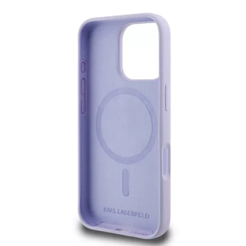 Karl Lagerfeld Liquid Silicone Karl and Choupette MagSafe tok iPhone 16 Pro Max - lila