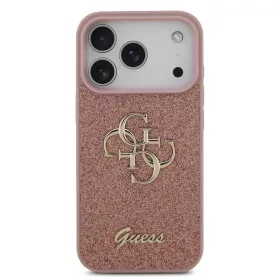   iPhone 17 Pro Max tok, Guess PU Fixed Glitter 4G Metal Logo  - rózsaszín