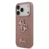 iPhone 17 Pro Max tok, Guess PU Fixed Glitter 4G Metal Logo  - rózsaszín