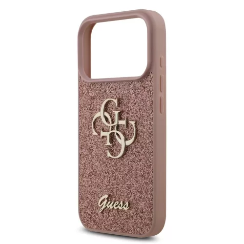 iPhone 17 Pro Max tok, Guess PU Fixed Glitter 4G Metal Logo  - rózsaszín
