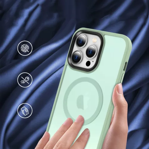 Apple iPhone 13 Pro Max tok, MagSafe-kompatibilis áttetsző matt  világos zöld 