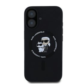 Karl Lagerfeld Liquid Silicone Karl and Choupette MagSafe tok iPhone 16 Pro - fekete