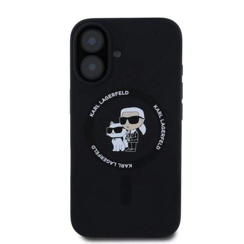 Karl Lagerfeld Liquid Silicone Karl and Choupette MagSafe tok iPhone 16 Pro - fekete