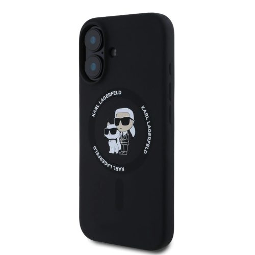 Karl Lagerfeld Liquid Silicone Karl and Choupette MagSafe tok iPhone 16 Pro - fekete