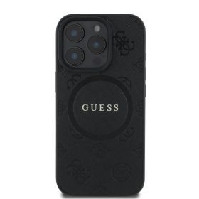 Guess Saffiano Peony Stamp MagSafe tok iPhone 16 Pro-Max- fekete