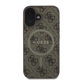 Guess PU Bőr 4G Színes Gyűrű MagSafe tok iPhone 16 Pro Max - barna