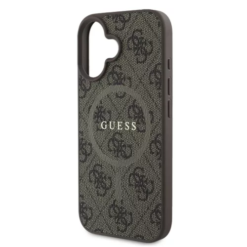 Guess PU Bőr 4G Színes Gyűrű MagSafe tok iPhone 16 Pro Max - barna