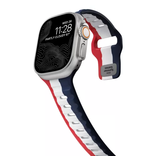 Nomad Sport Szilikon szíj,  M/L, summer games 2024 -  42/44/45/49mm - piros/fehér/kék