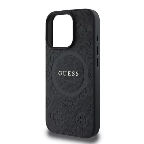 Guess Saffiano Peony Stamp MagSafe tok iPhone 16 Pro - fekete