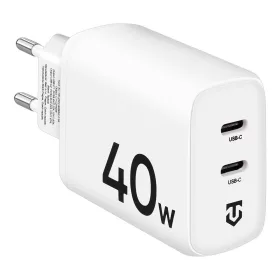   Tactical Base Plug Dual gyorstöltő adapter 2xUSB-C, 40W - fehér
