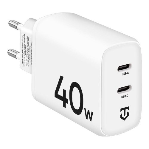 Tactical Base Plug Dual gyorstöltő adapter 2xUSB-C, 40W - fehér