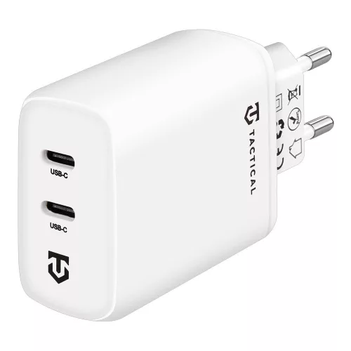 Tactical Base Plug Dual gyorstöltő adapter 2xUSB-C, 40W - fehér