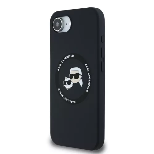 Apple iPhone 16e Karl Lagerfeld Liquid Silicone K&CH Heads MagSafe tok - fekete