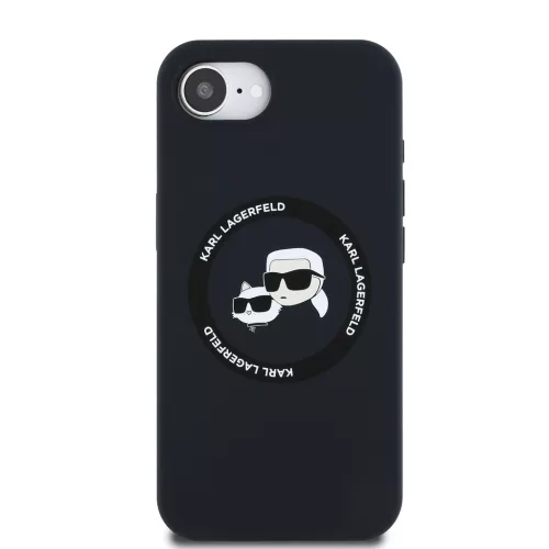 Apple iPhone 16e Karl Lagerfeld Liquid Silicone K&CH Heads MagSafe tok - fekete