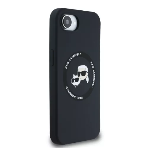 Apple iPhone 16e Karl Lagerfeld Liquid Silicone K&CH Heads MagSafe tok - fekete