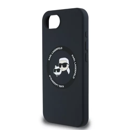 Apple iPhone 16e Karl Lagerfeld Liquid Silicone K&CH Heads MagSafe tok - fekete
