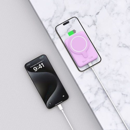 Tech-Protect Lifemag MagSafe PB11 mágneses Power Bank 10.000mAh külső akkumulátor - lila