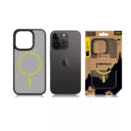 Apple iPhone 15 Pro Max tok, Tactical MagForce Hyperstealth 2.0 MagSafe kompatibilis - fekete-sárga