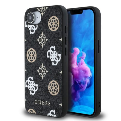 Guess PU 4G Peony MagSafe tok iPhone 16e -fekete / mintás