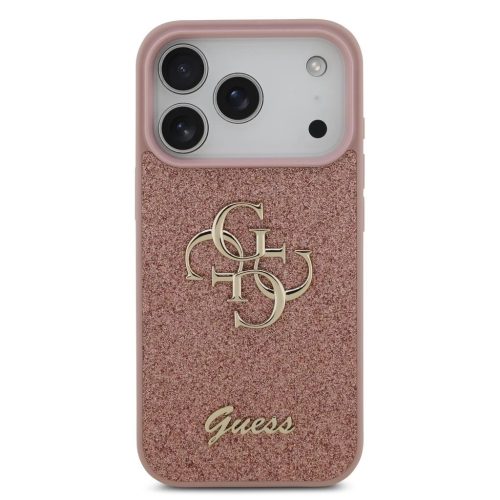 iPhone 17 Pro tok, Guess PU Fixed Glitter 4G Metal Logo  - rózsaszín
