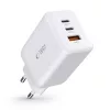 Tech-Protect C65W hálózati töltő 2x USB-C PD 65W / USB-A QC 3.0 - fehér