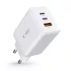 Tech-Protect C65W hálózati töltő 2x USB-C PD 65W / USB-A QC 3.0 - fehér