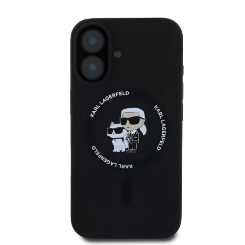 Karl Lagerfeld Liquid Silicone Karl and Choupette MagSafe tok iPhone 16  - fekete