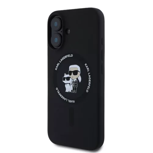 Karl Lagerfeld Liquid Silicone Karl and Choupette MagSafe tok iPhone 16  - fekete