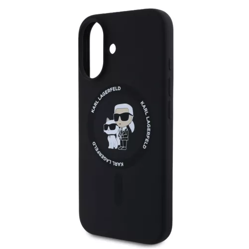 Karl Lagerfeld Liquid Silicone Karl and Choupette MagSafe tok iPhone 16  - fekete
