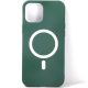 Apple iPhone 12, Szilikon tok, mágnes gyűrűvel, MagSafe töltővel kompatibilis, Wooze Magsafe Case, zöld