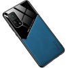 Apple iPhone 13 Pro, Szilikon tok, bőr és plexi hátlap, közepesen ütésálló, mágneses tartóval kompatibilis, Wooze Texture, kék