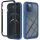 Apple iPhone 13 Pro Max, Szilikon hátlap és műanyag előlapi tok, elő- és hátlapi üveggel, közepsen ütésálló, Wooze Power Case, fekete/kék