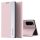 Apple iPhone 13 Pro, Oldalra nyíló tok, stand, Wooze Silver Line, rózsaszín