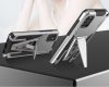 Apple iPhone 12 Pro Max, Műanyag hátlap védőtok szilikon belső, közepesen ütésálló, kitámasztóval, Wooze Supportive Care, ezüst