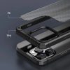 Apple iPhone 12 Pro Max, Szilikon keret + műanyag hátlap tok, közepesen ütésálló, légpárnás sarok, karbon minta, átlátszó/zöld