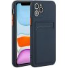 Apple iPhone 14 Pro Max, Szilikon tok, kártyatartóval, Wooze Card Slot, sötétkék