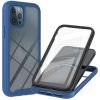 Apple iPhone 14 Plus, Szilikon hátlap és műanyag előlapi tok, elő- és hátlapi üveggel, közepsen ütésálló, Wooze Power Case, fekete/kék