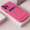Apple iPhone 14 Plus, Szilikon tok, kártyatartóval, Wooze Card Slot, magenta