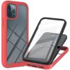 Apple iPhone 14, Szilikon hátlap és műanyag előlapi tok, elő- és hátlapi üveggel, közepsen ütésálló, Wooze Power Case, fekete/piros