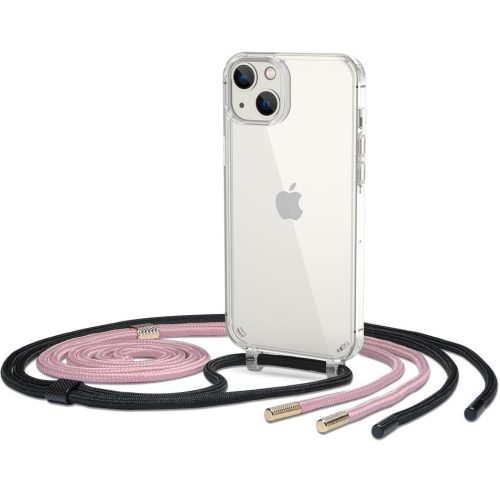 Apple iPhone 14 Plus, Szilikon védőkeret + műanyag hátlap, nyakbaakasztó, FlexAir Chain, átlátszó