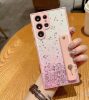 Apple iPhone 12 Mini, Szilikon tok, közepesen ütésálló, kézpánttal, színátmenetes, csillogó minta, Wooze Strap Star, mintás/rózsaszín
