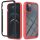 Apple iPhone 15, Szilikon hátlap és műanyag előlapi tok, elő- és hátlapi üveggel, közepsen ütésálló, Wooze Power Case, fekete/piros